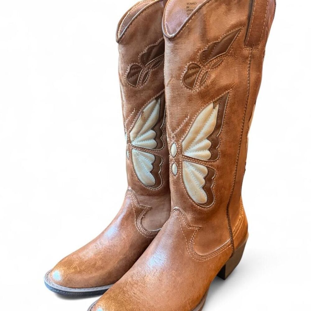 Coconuts by Matisse Monarch Butterfly Western Cowboy Boots Brown Size 6M